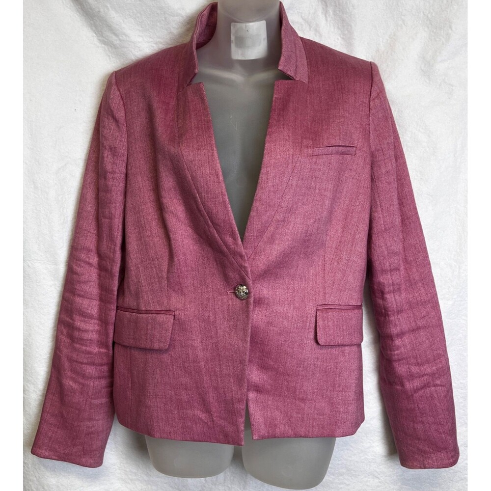 Veronica Beard Orchid Pink Dickey Linen Blend Up Collar Blazer Jacket Size 12